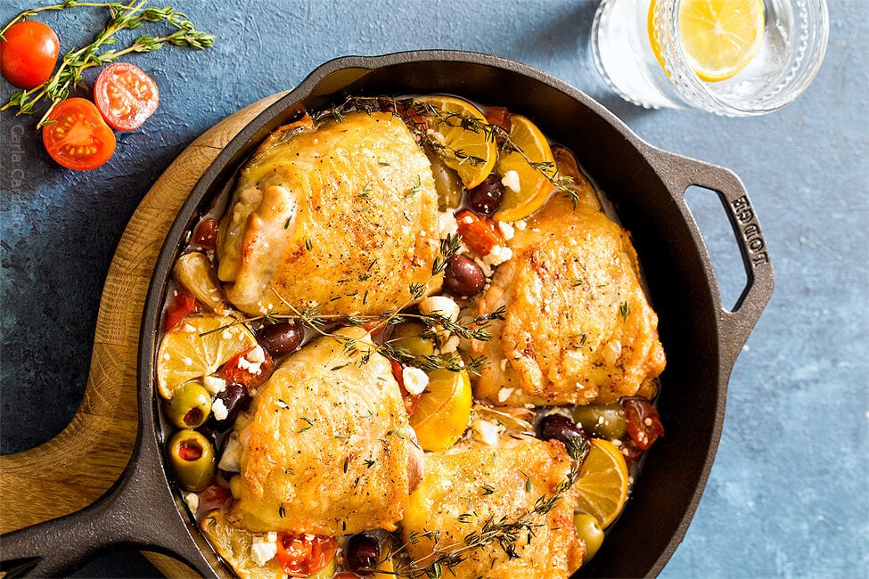 Mediterranean roast chicken thighs